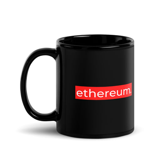 Ethereum Red Stripe Black Glossy Mug
