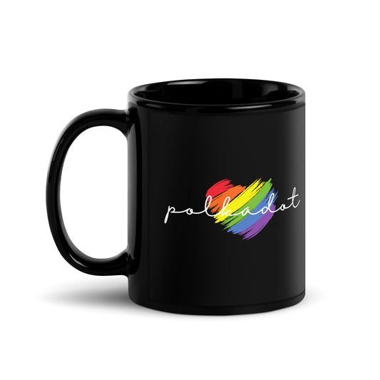 Polkadot Heart Black Glossy Mug