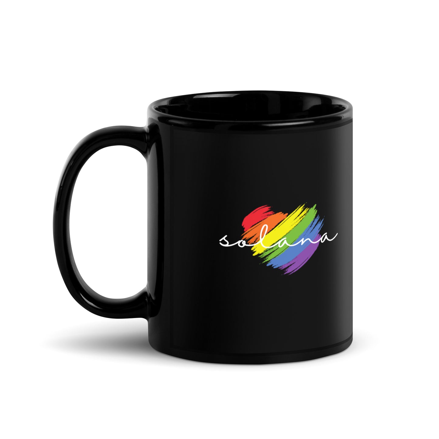 Solana Heart Black Glossy Mug