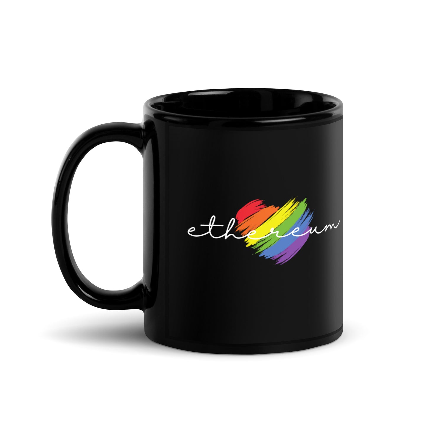 Ethereum Heart Black Glossy Mug