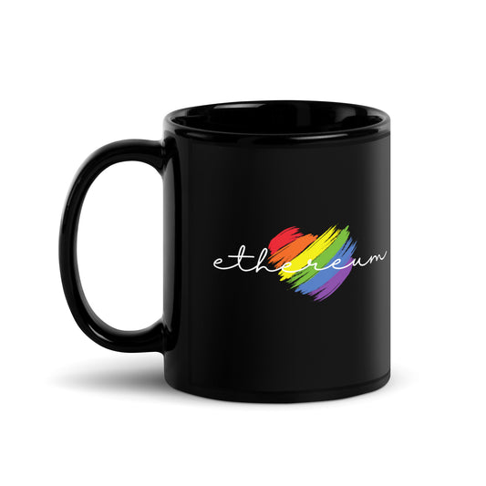 Ethereum Heart Black Glossy Mug