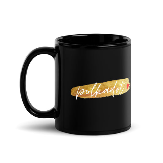 Polkadot Gold Black Glossy Mug