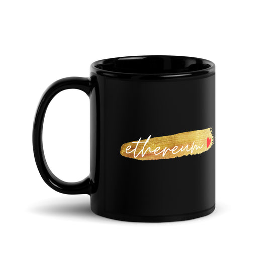 Ethereum Gold Black Glossy Mug
