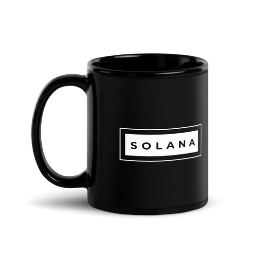 Solana White Stripe Black Glossy Mug