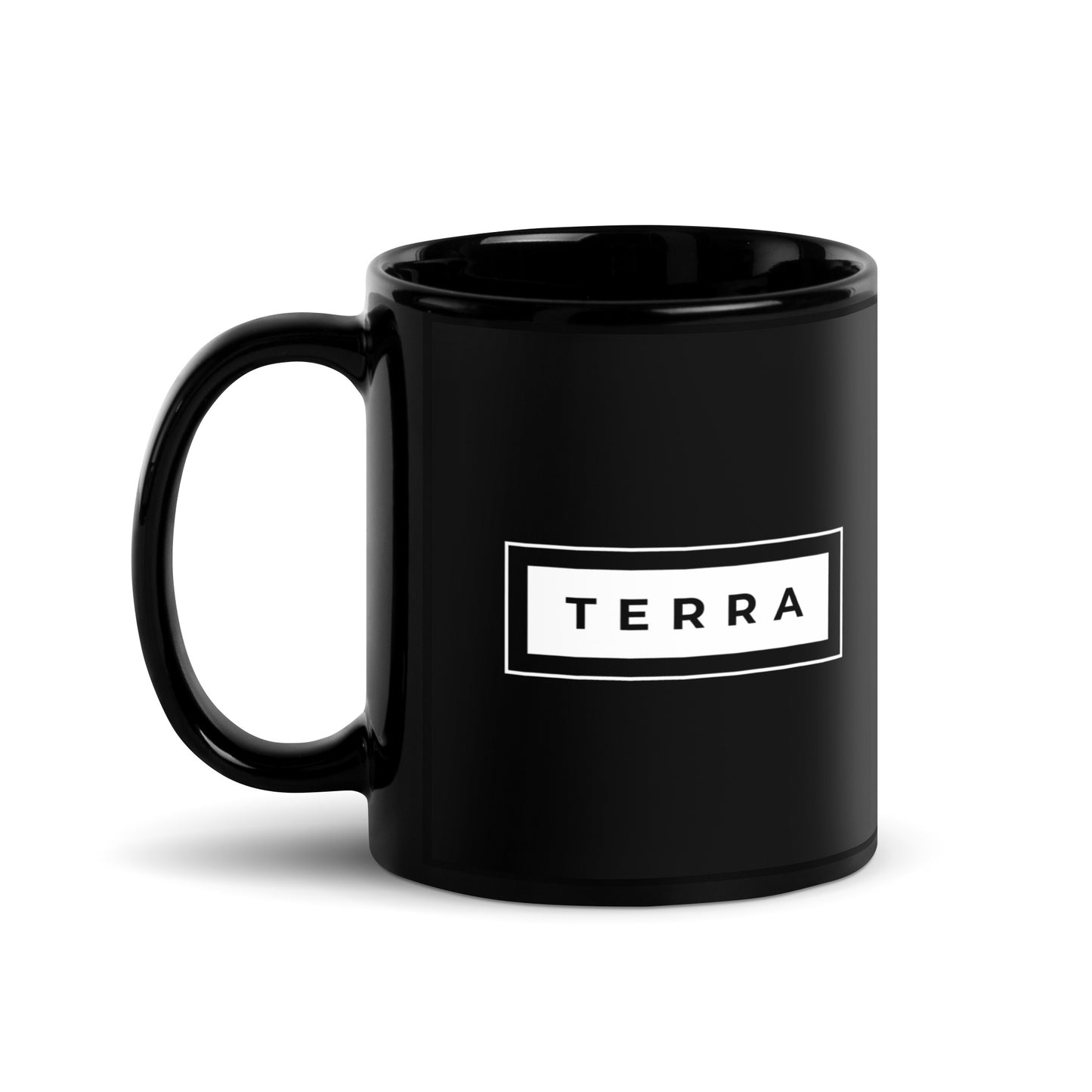Terra White Stripe Black Glossy Mug