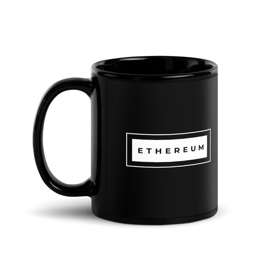 Ethereum White Stripe Black Glossy Mug