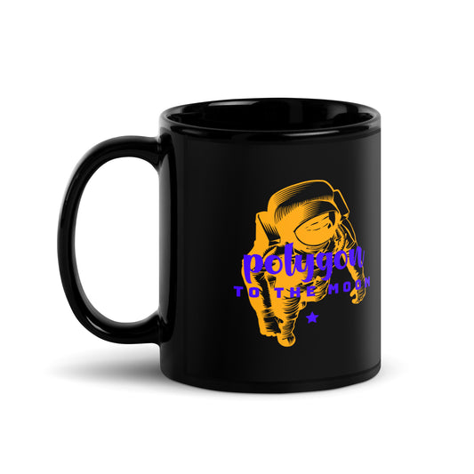 Polygon Black Glossy Mug