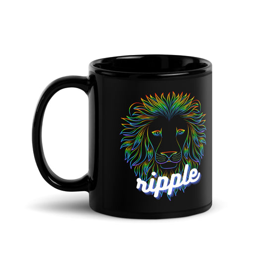 Ripple Neon Lion White Glossy Mug