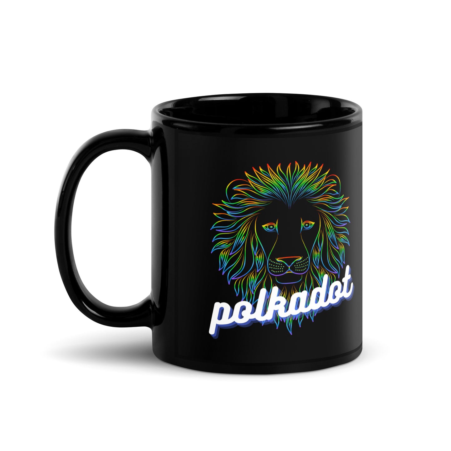 Polkadot Neon Lion White Glossy Mug