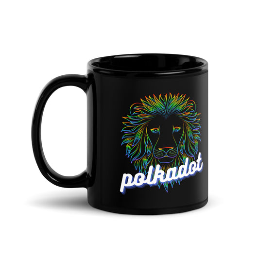 Polkadot Neon Lion White Glossy Mug