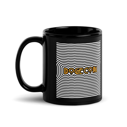 Dogecoin Abstract Black Glossy Mug