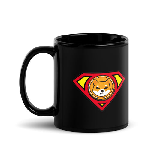 Shiba Inu Super Crypto Black Glossy Mug