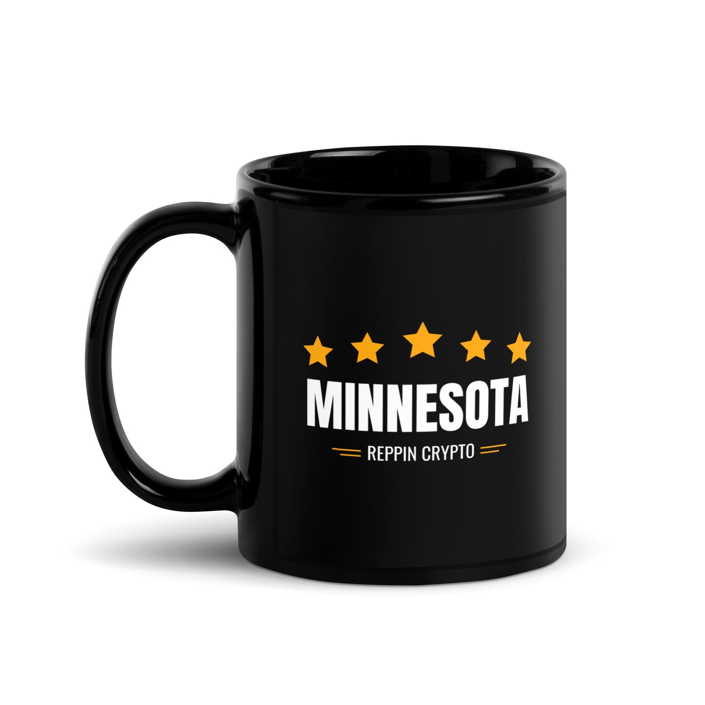 Minnesota Reppin Crypto Black Glossy Mug