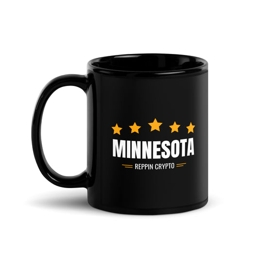 Minnesota Reppin Crypto Black Glossy Mug