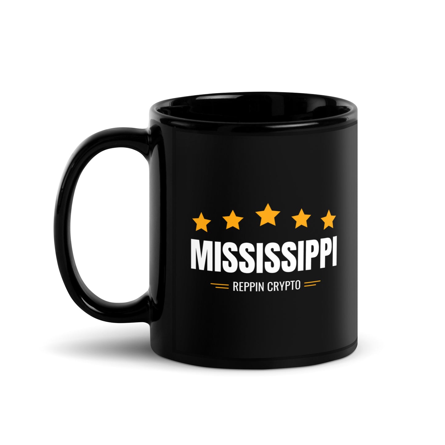Mississippi Reppin Crypto Black Glossy Mug