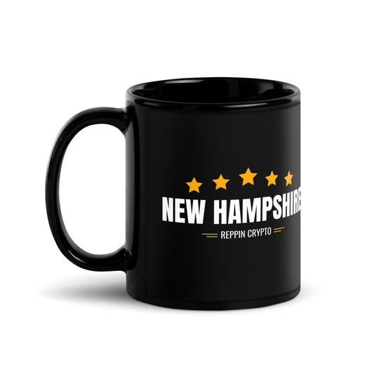 New Hampshire Reppin Crypto Black Glossy Mug