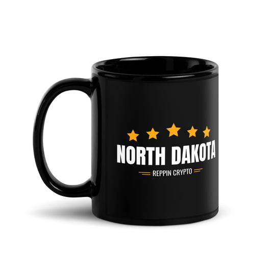 North Dakota Reppin Crypto Black Glossy Mug