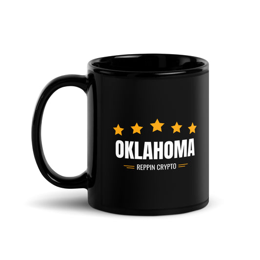 Oklahoma Reppin Crypto Black Glossy Mug