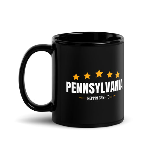 Pennsylvania Reppin Crypto Black Glossy Mug