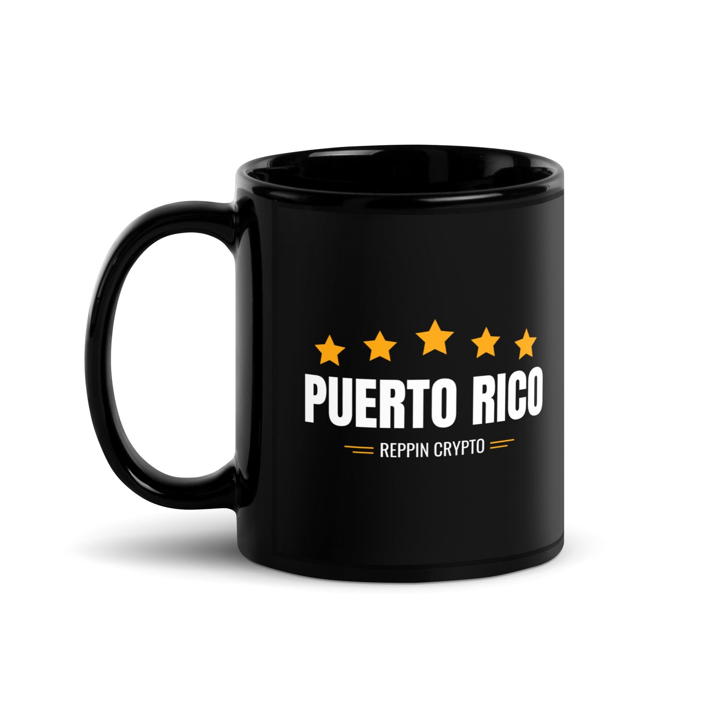 Puerto Rico Reppin Crypto Black Glossy Mug