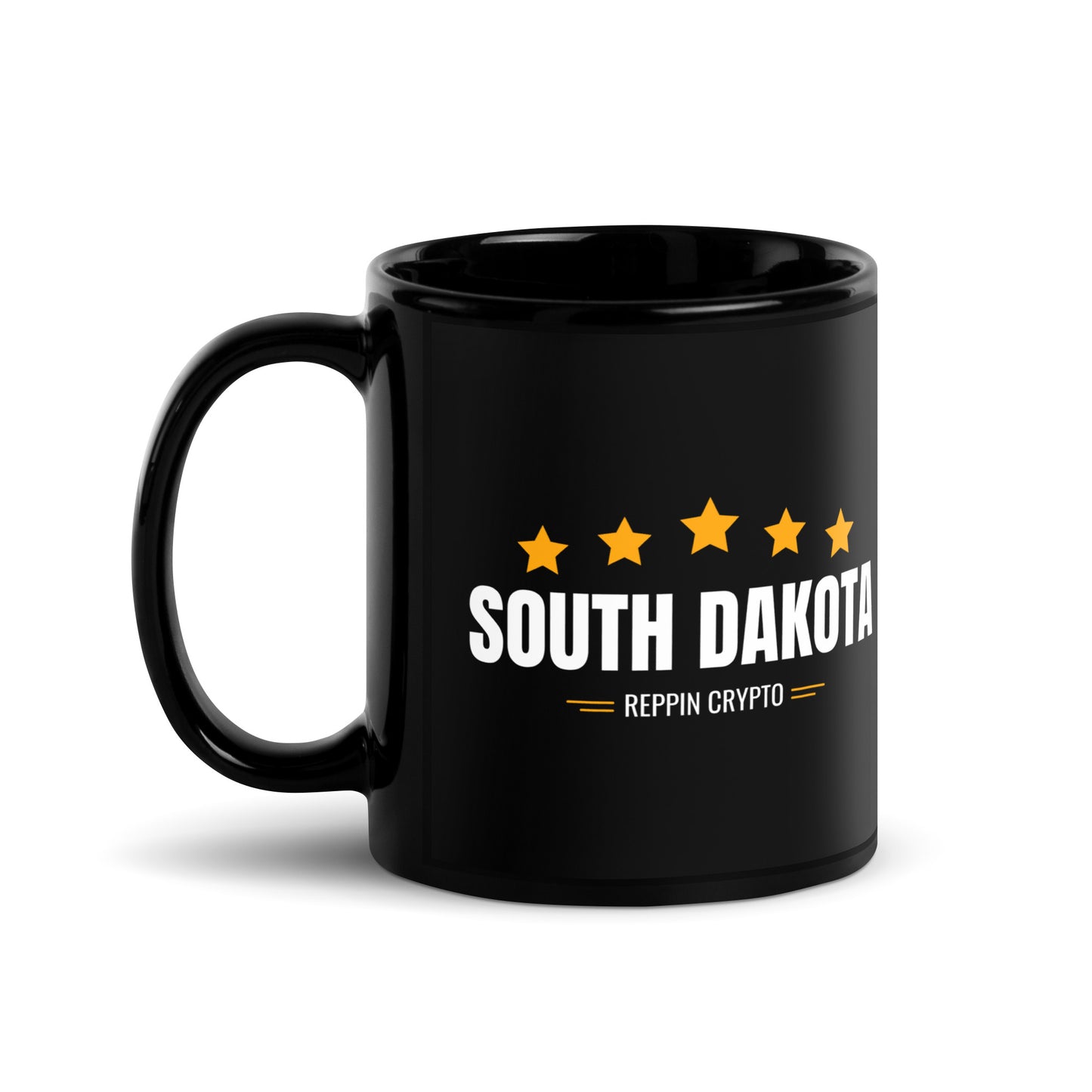 South Dakota Reppin Crypto Black Glossy Mug