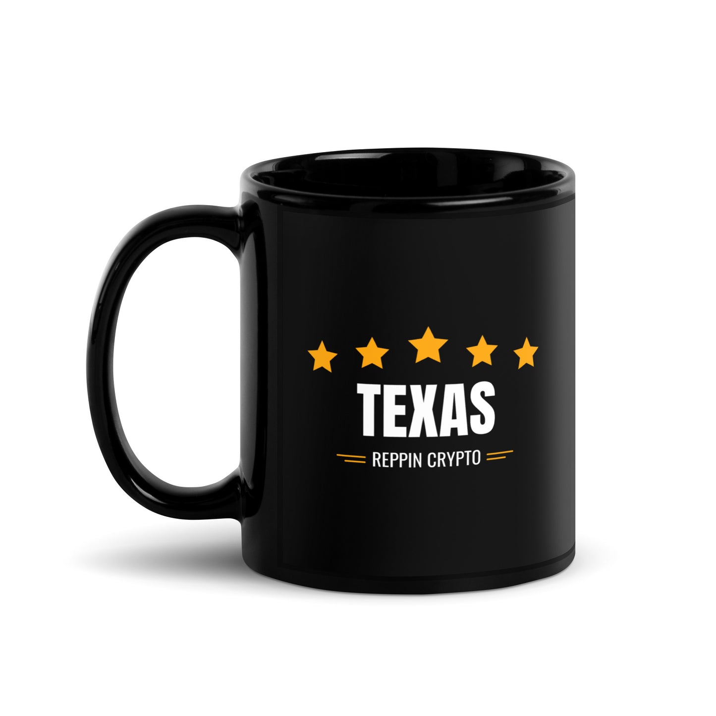 Texas Reppin Crypto Black Glossy Mug