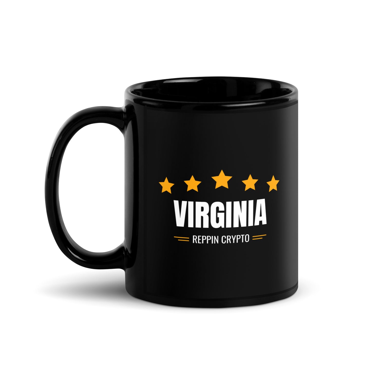 Virginia Reppin Crypto Black Glossy Mug
