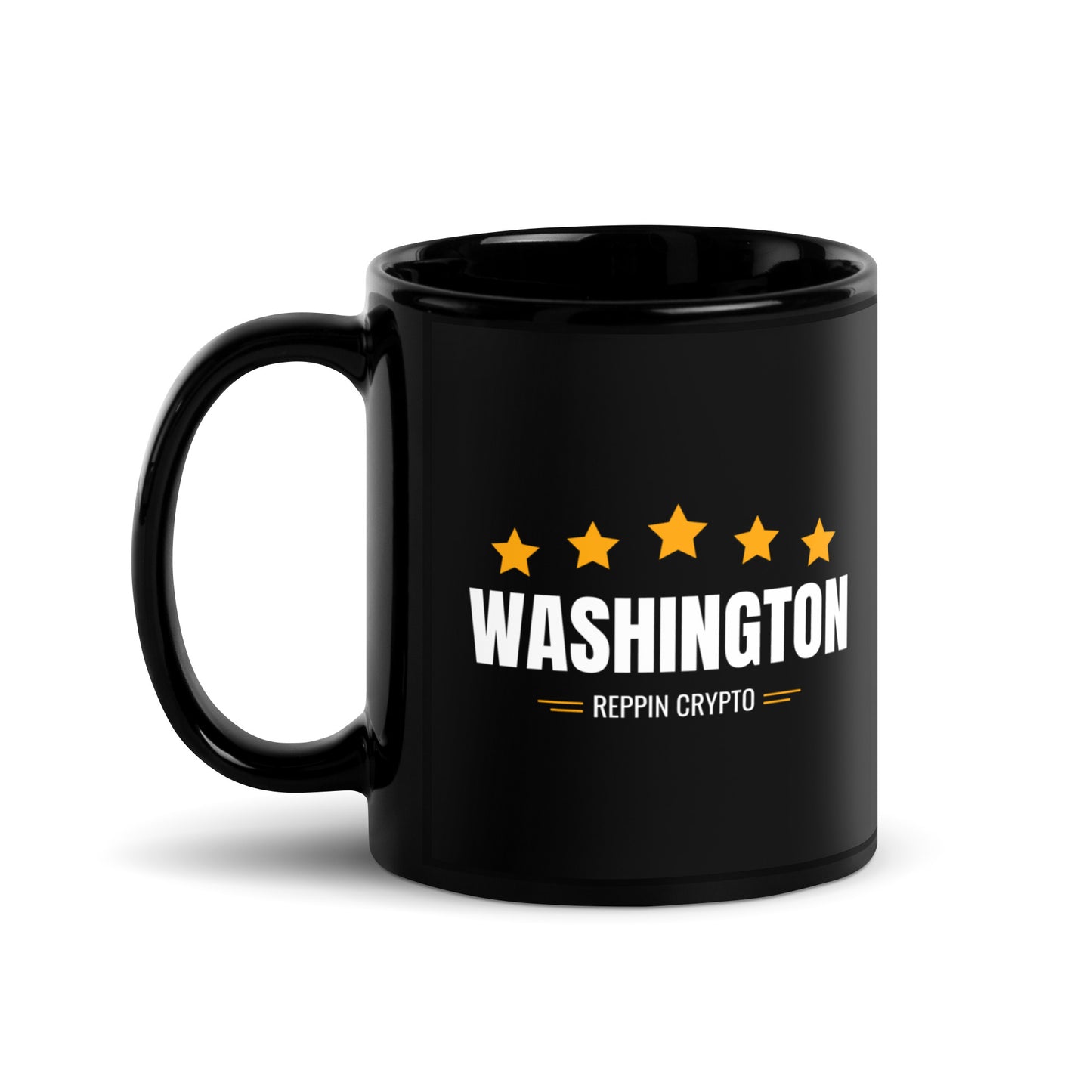 Washington Reppin Crypto Black Glossy Mug