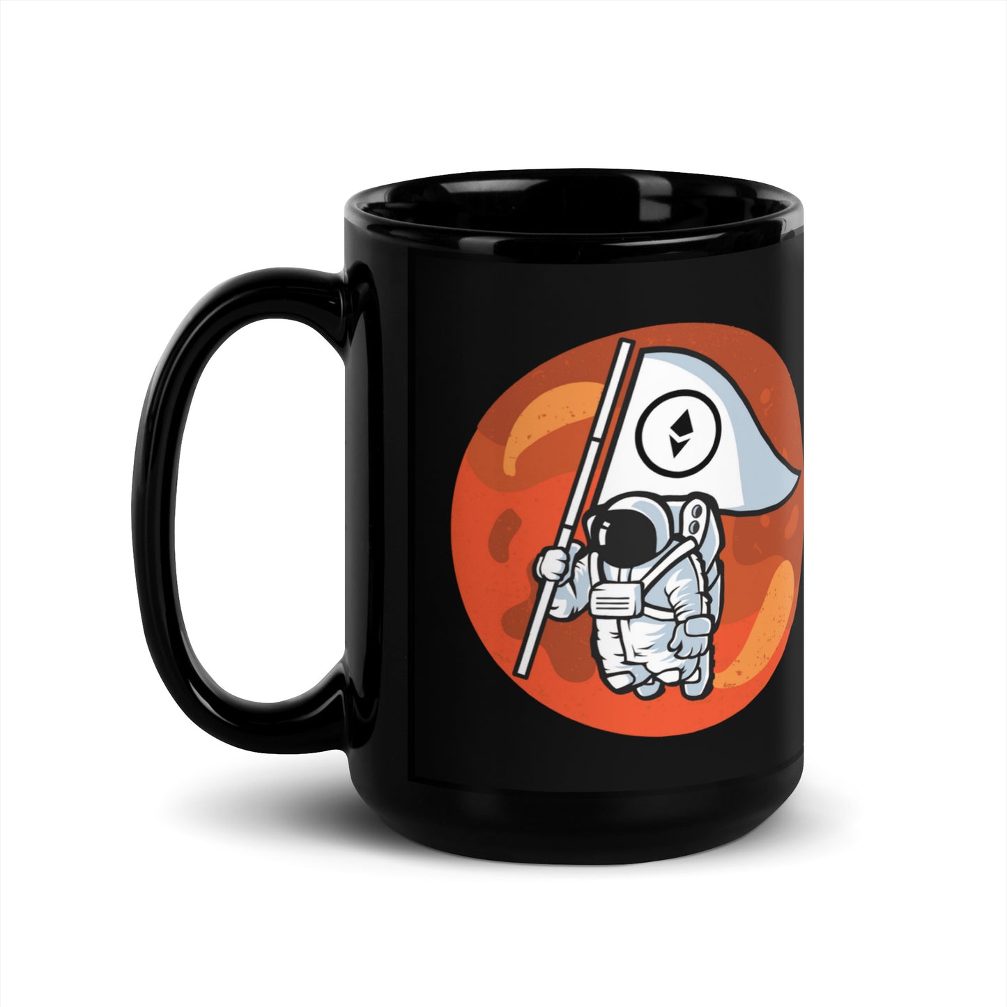 Ethereum To The Moon Black glossy mug