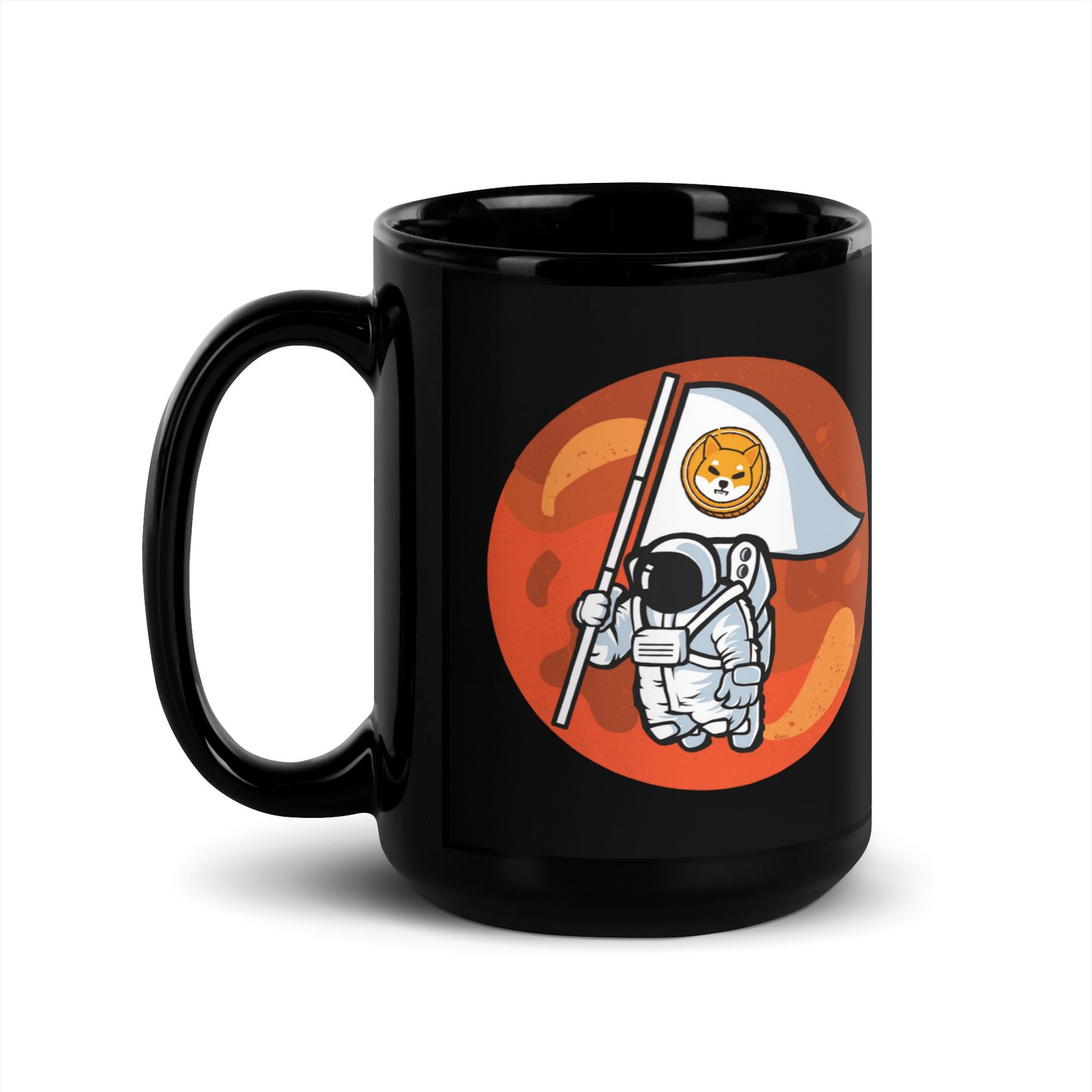Shiba Inu To The Moon Black glossy mug