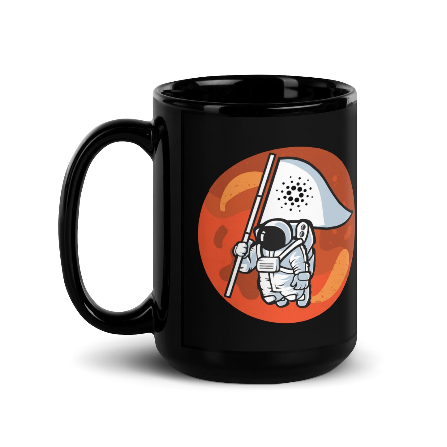 Cardano To The Moon Black glossy mug