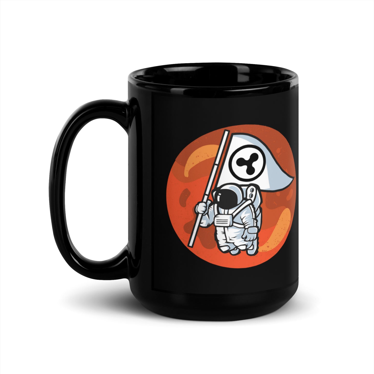 Ripple To The Moon Black glossy mug