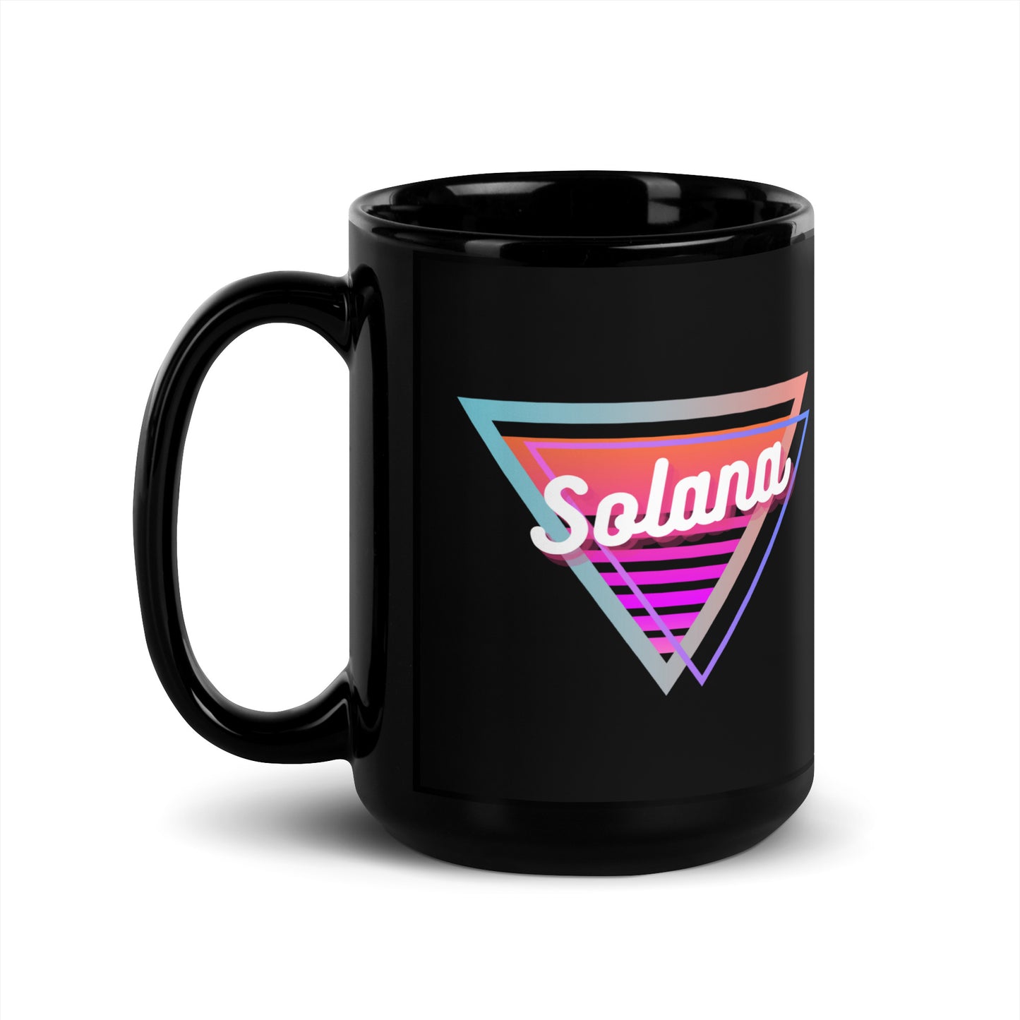Solana To The Moon Black glossy mug