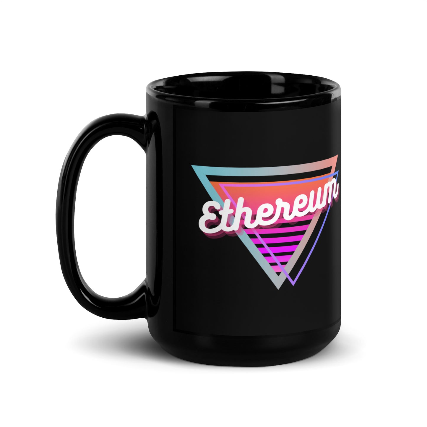 Ethereum To The Moon Black glossy mug