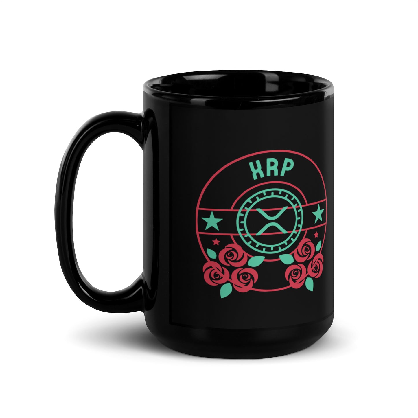 Rosy XRP Black Glossy Mug