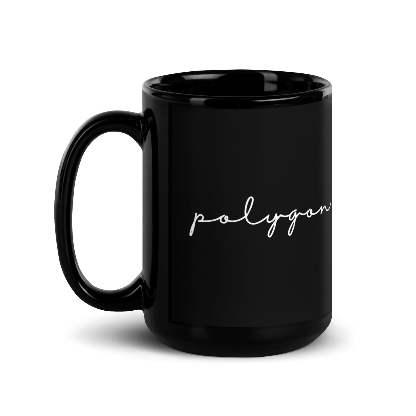 Polygon Black Glossy Mug