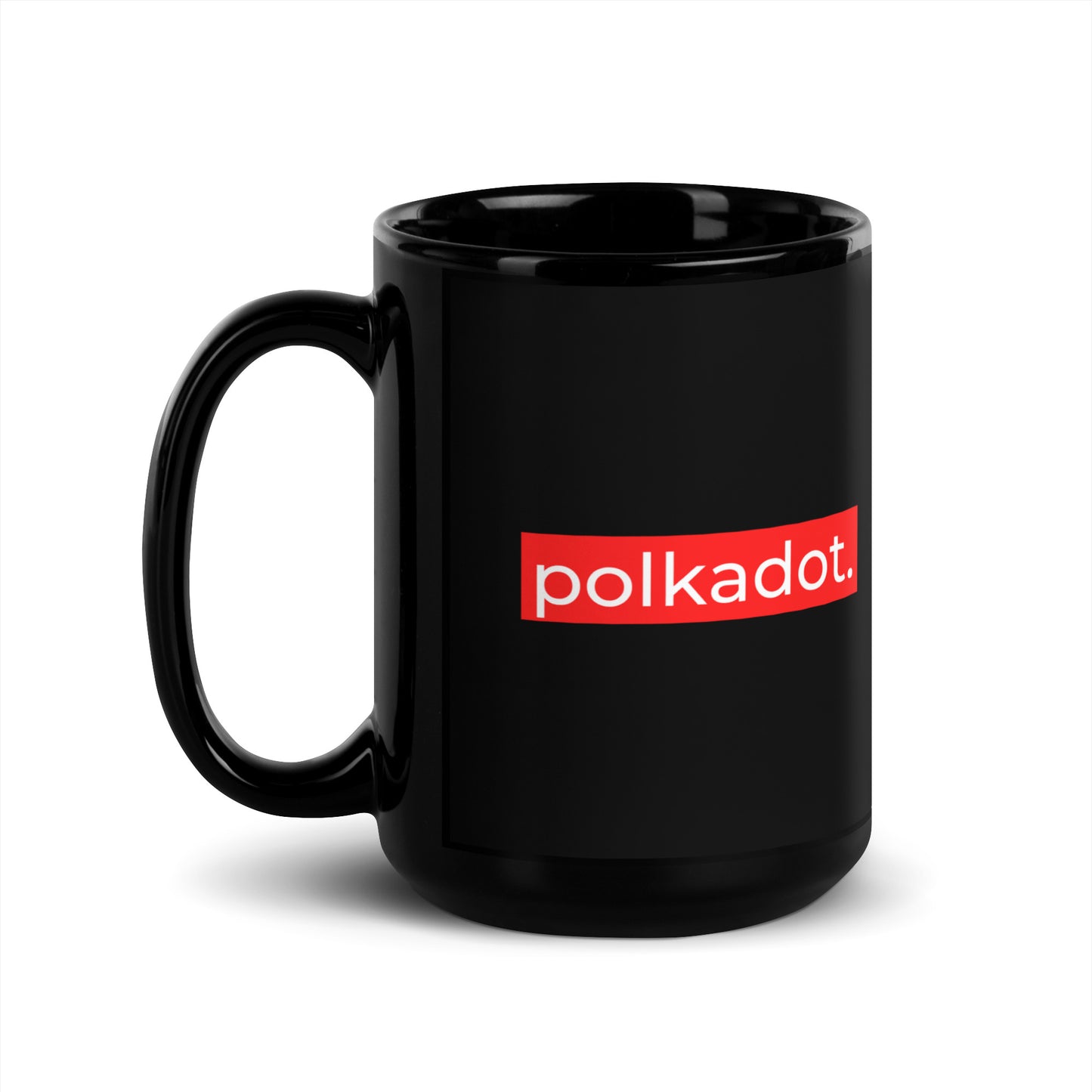 Polkadot Red Stripe Black Glossy Mug