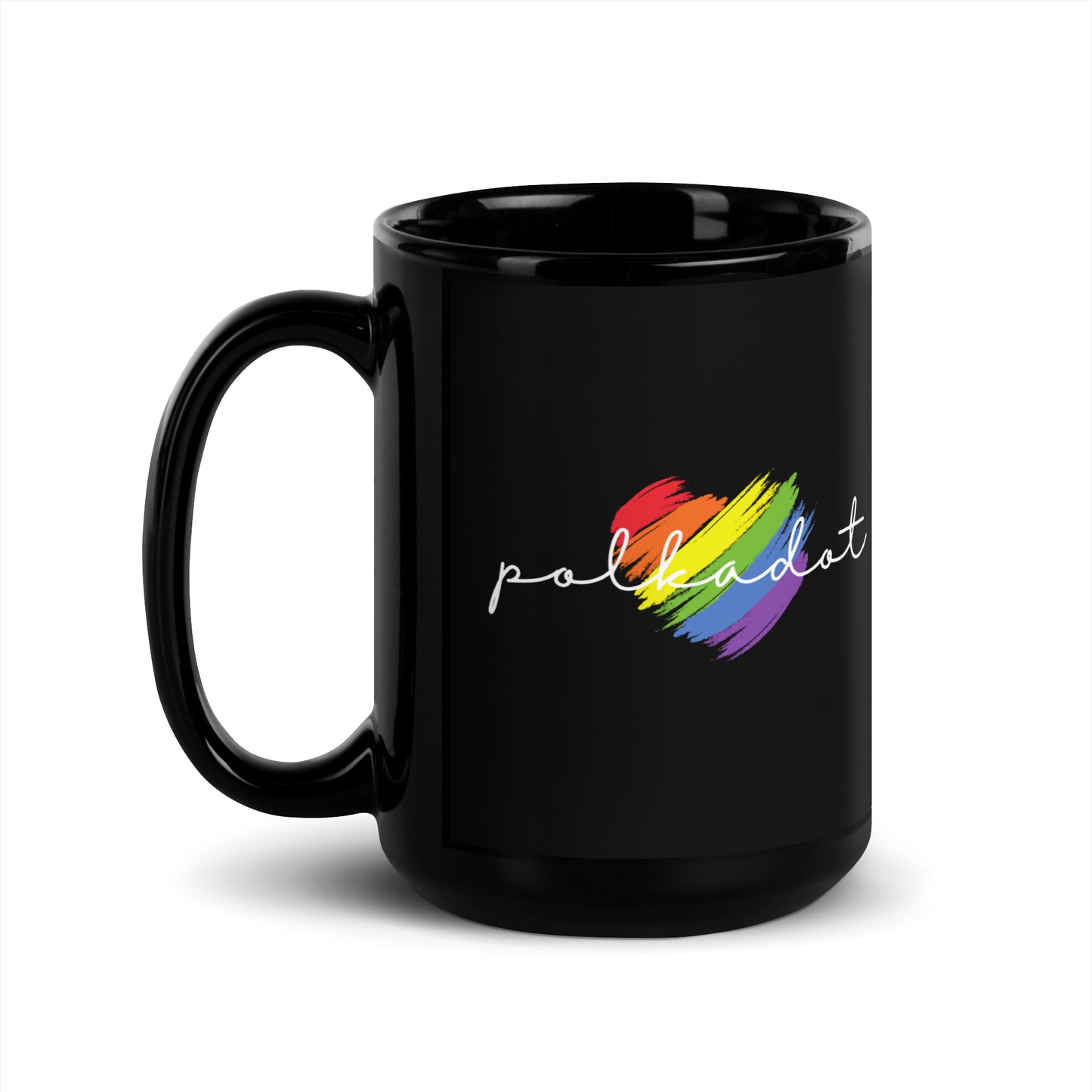 Polkadot Heart Black Glossy Mug