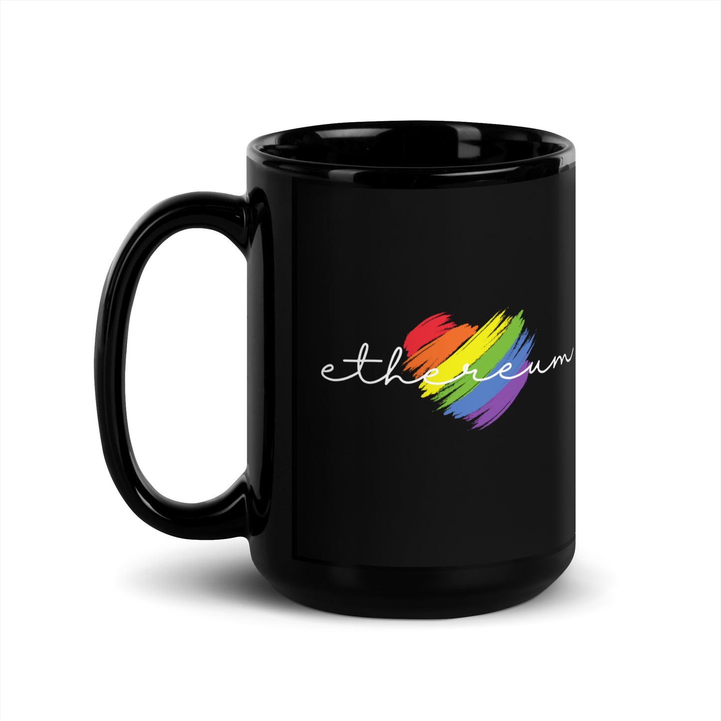 Ethereum Heart Black Glossy Mug