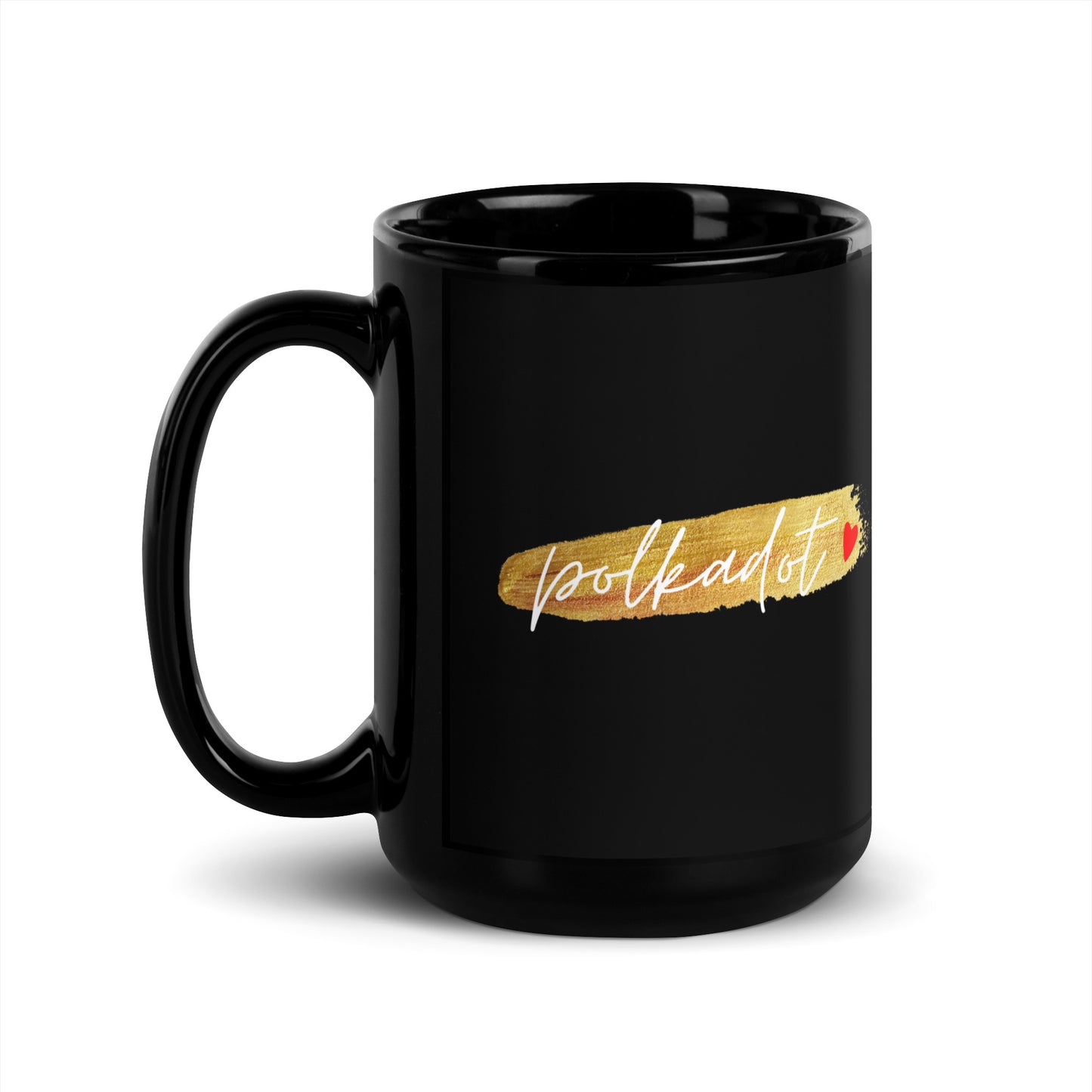 Polkadot Gold Black Glossy Mug
