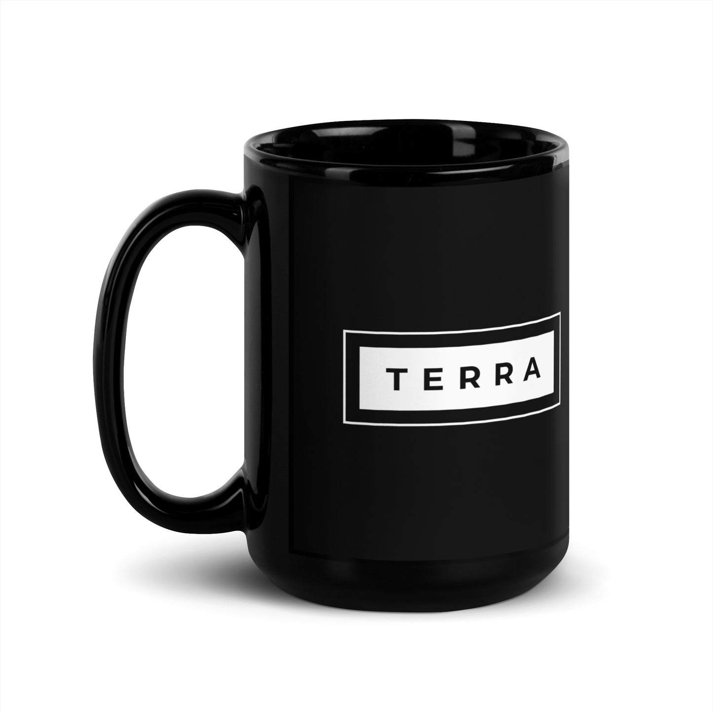 Terra White Stripe Black Glossy Mug