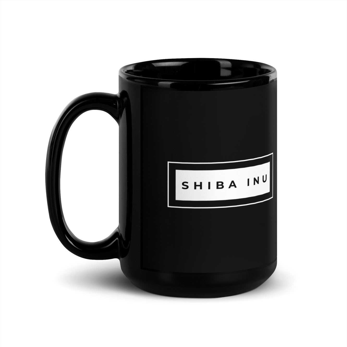 Shiba Inu White Stripe Black Glossy Mug
