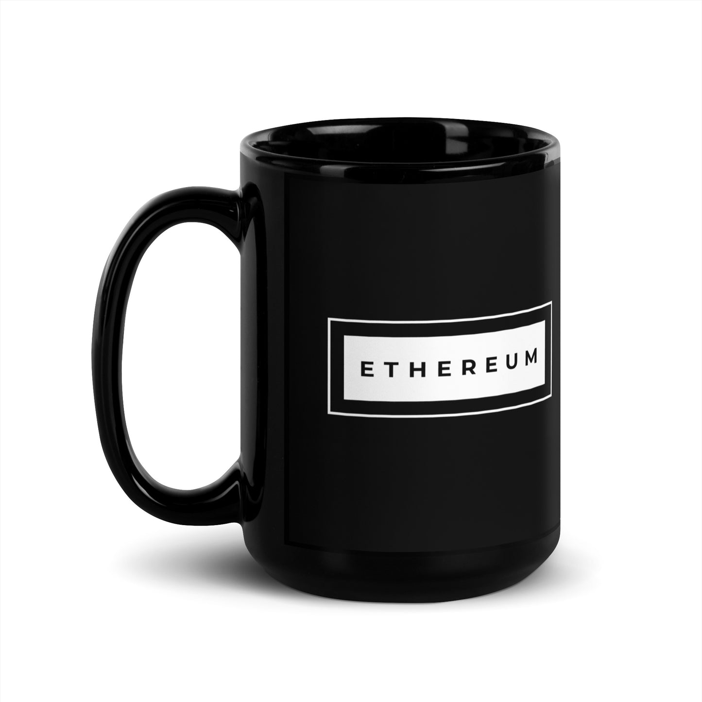 Ethereum White Stripe Black Glossy Mug