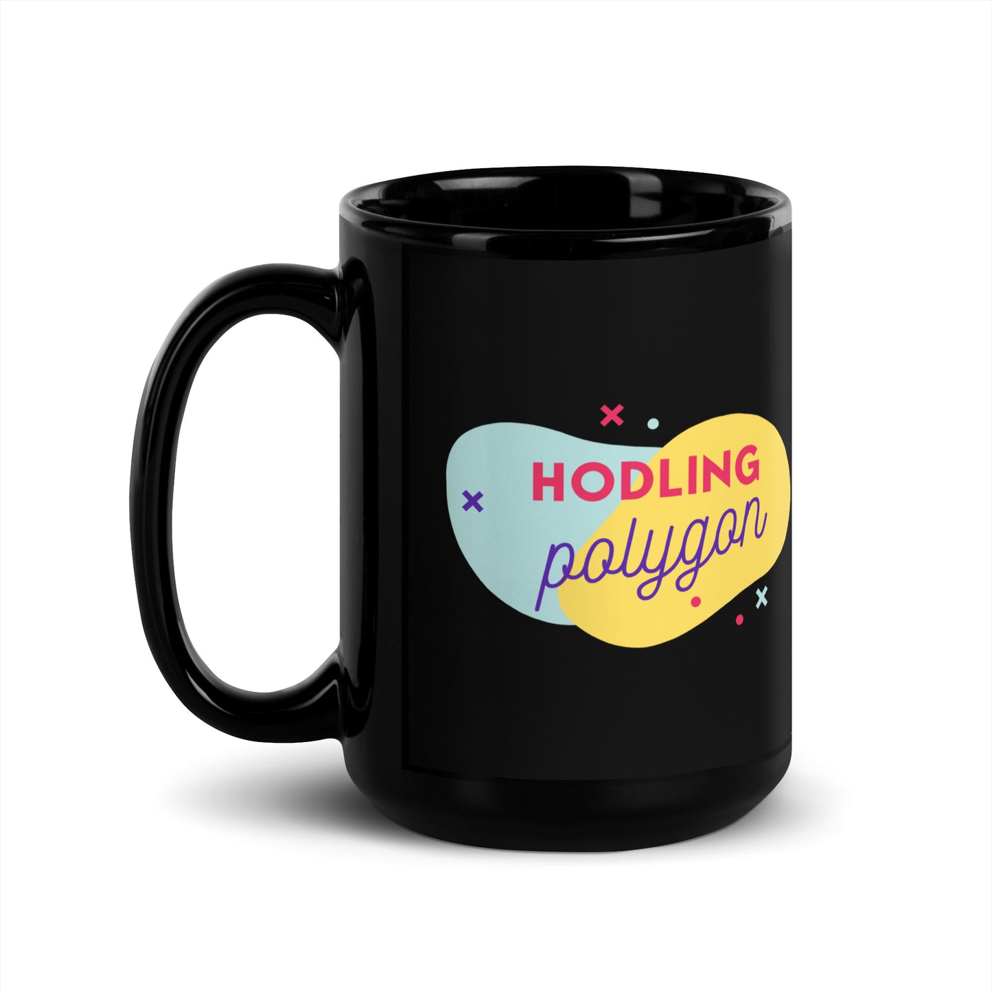 Polygon Hodling Black Glossy Mug