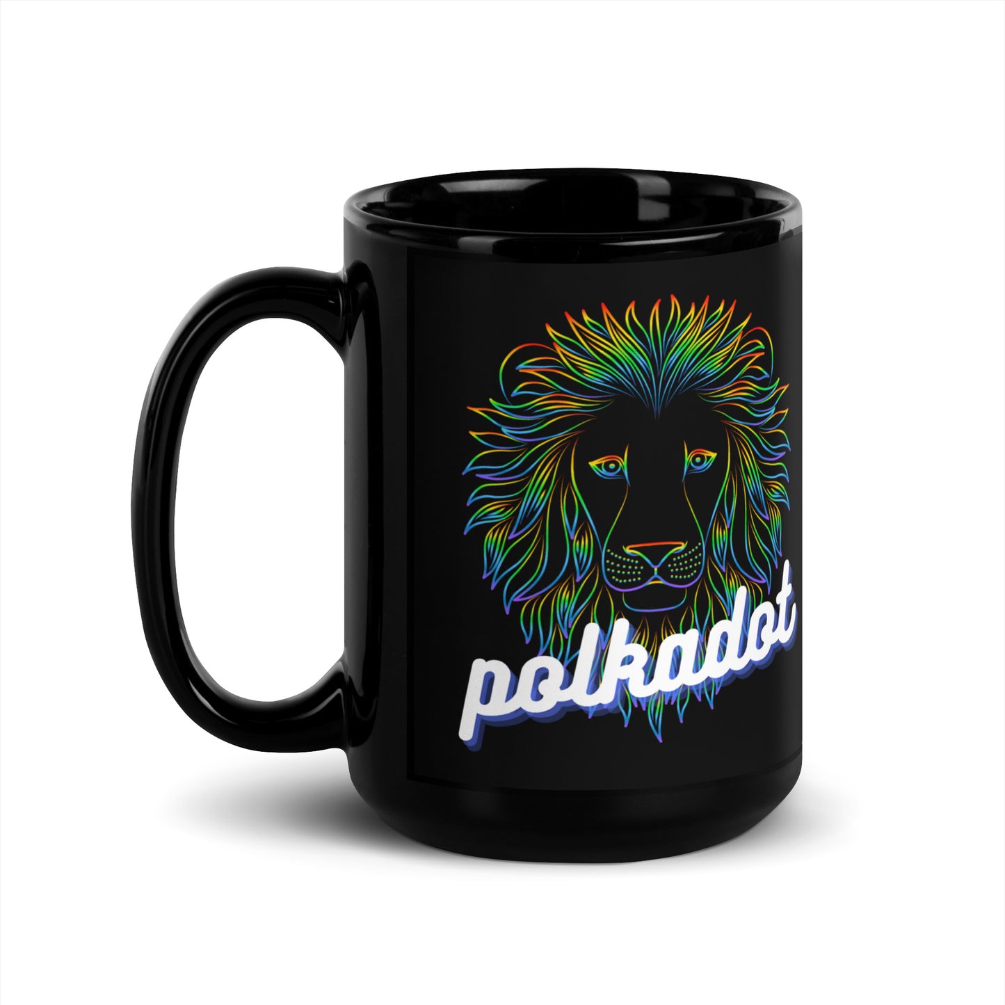Polkadot Neon Lion White Glossy Mug