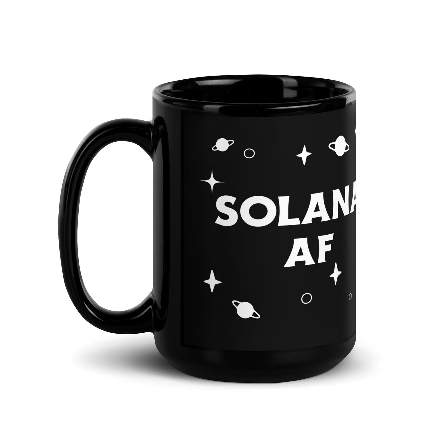Solana AF Black Glossy Mug