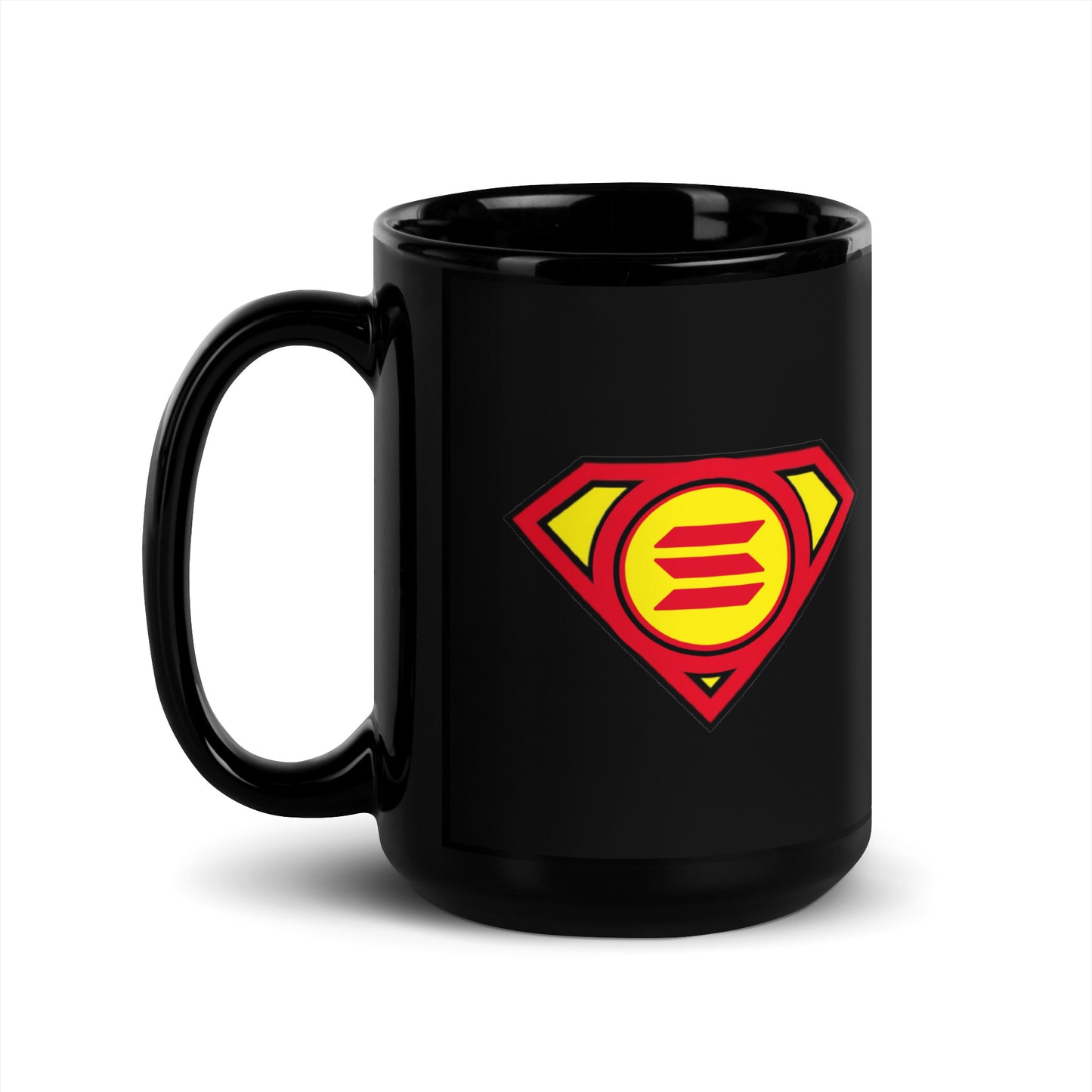Solana Super Crypto Black Glossy Mug