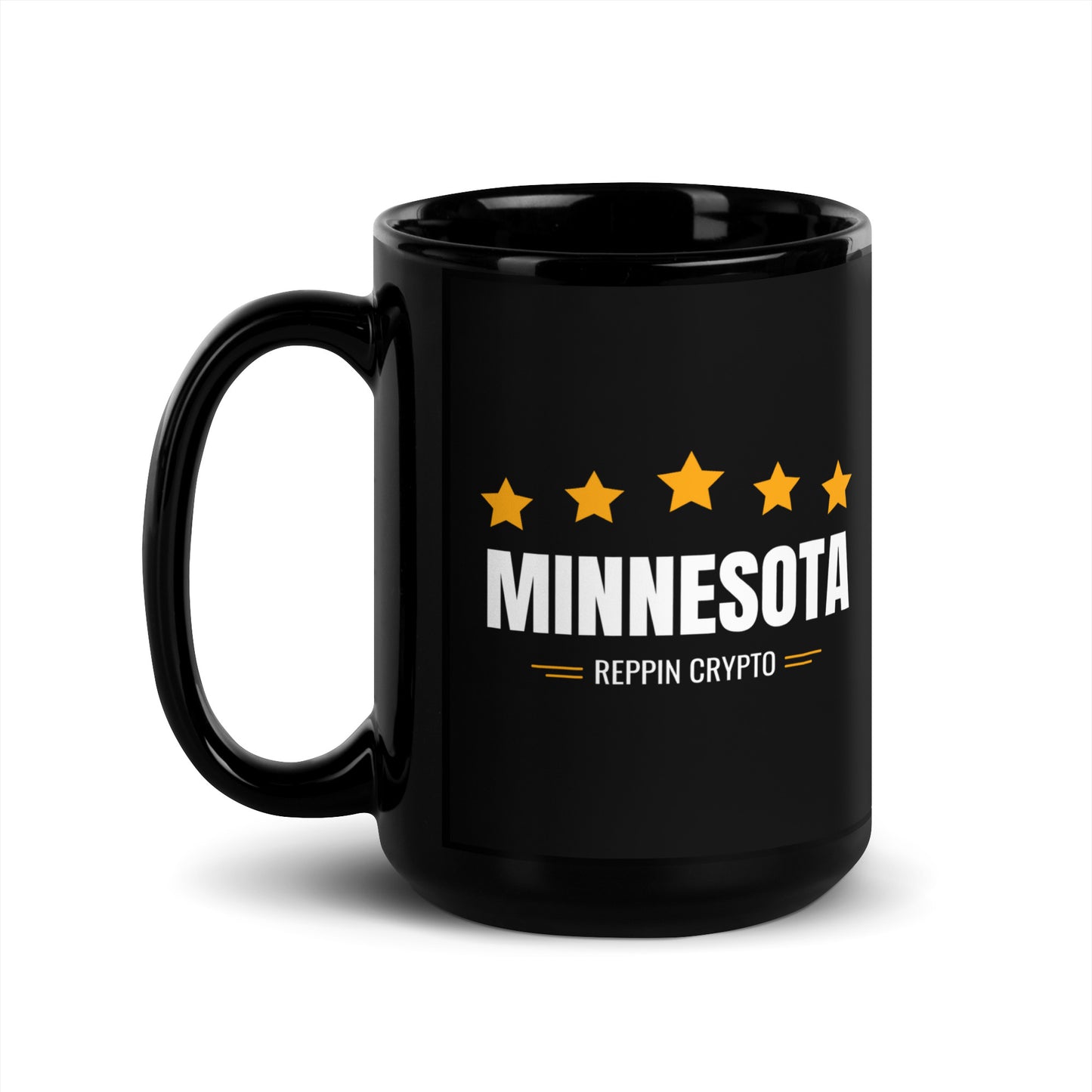 Minnesota Reppin Crypto Black Glossy Mug