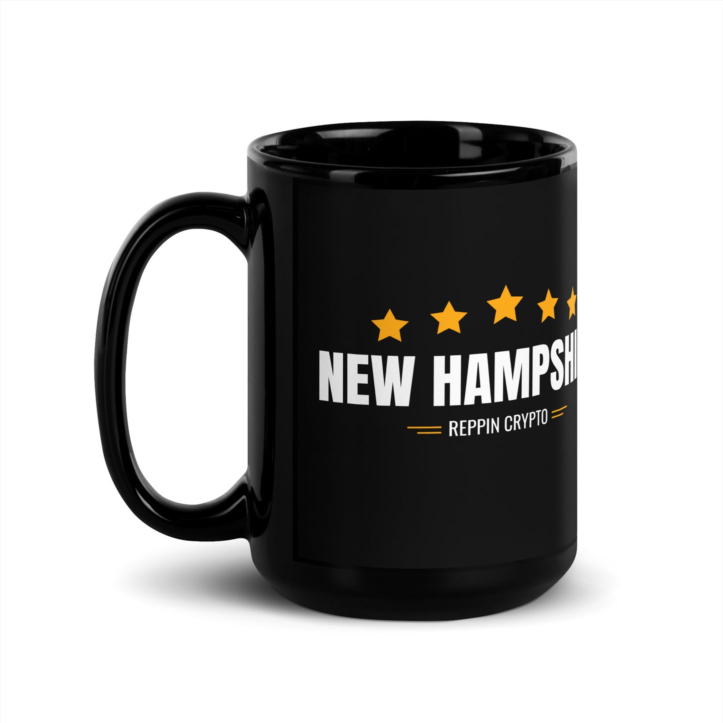 New Hampshire Reppin Crypto Black Glossy Mug