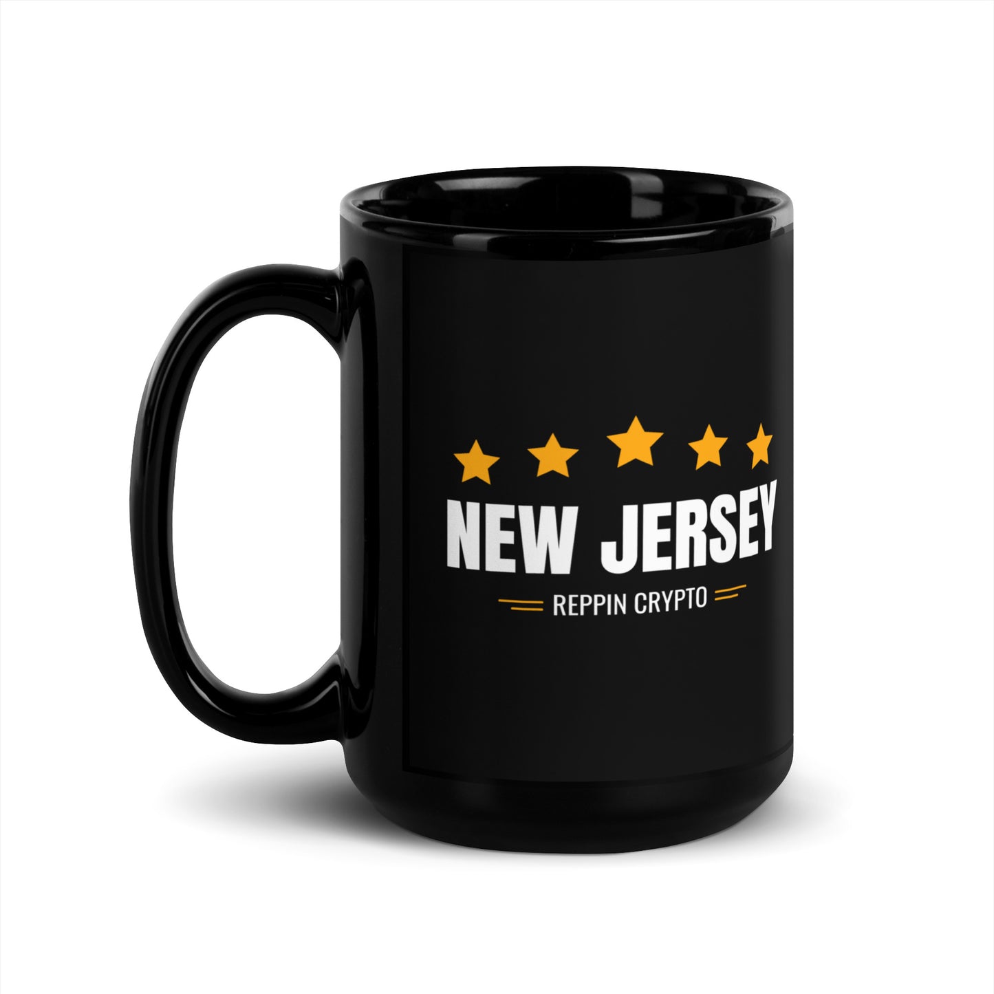 New Jersey Reppin Crypto Black Glossy Mug